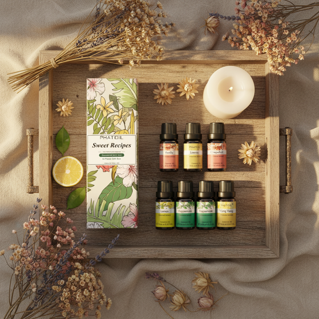 Mockup flatlay con elementos naturales