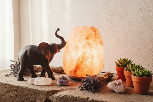 Salt Lamp - Lavender & Crystals